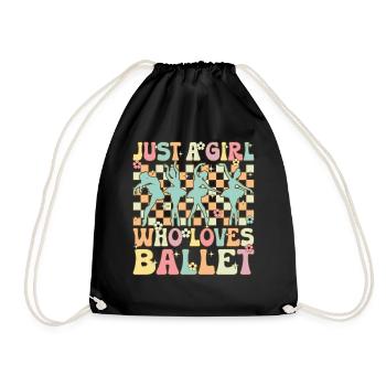 Just A Girl Who Loves Ballet Groovy Ballet Dance D - Drawstring Bag - black - Front