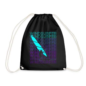 Windsurfer Windsurfing Windsurfing Retro - Drawstring Bag - black - Front