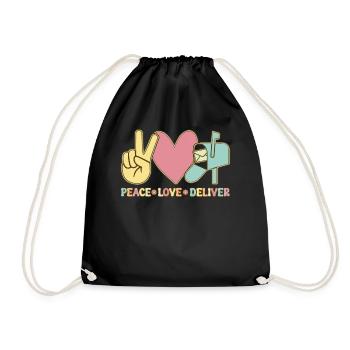 Peace Love Deliver Postal Service Postal Worker - Drawstring Bag - black - Front