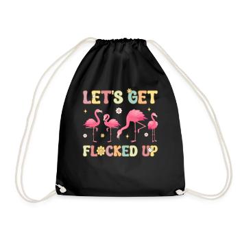 Funny Flamingo Flock Let's Blow Up - Drawstring Bag - black - Front