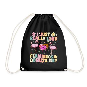 I just love flamingos and donuts, okay? Floc - Drawstring Bag - black - Front
