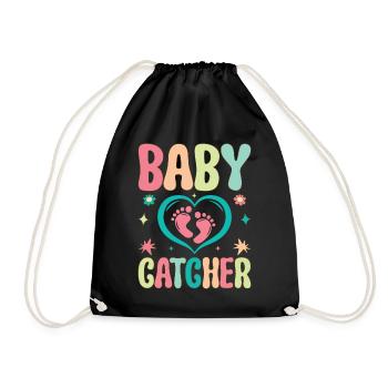Baby Catcher Funny OBGYN Obstetrician Gynecologist - Drawstring Bag - black - Front