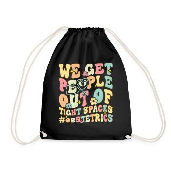 Out Of Tight Spaces Obstetrics Funny OBGYN Gynä - Drawstring Bag - black - Front