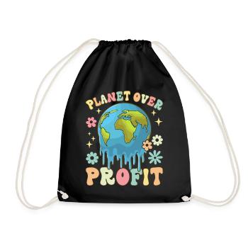 Planet Over Profit Klimawandel Earth Day - Turnbeutel - Schwarz - Vorne