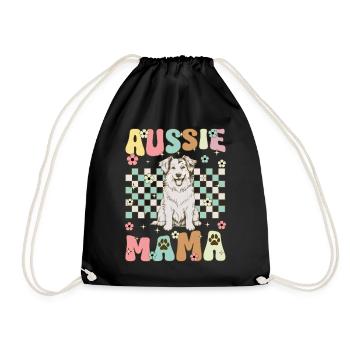 Aussie Mama Groovy Austrialian Shepherd Mom - Drawstring Bag - black - Front