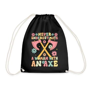 Une femme avec une hache Groovy Hache Lancer Femelle - Sac de sport léger - noir - Devant