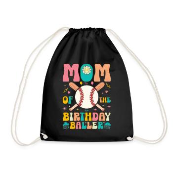 Mutter des Geburtstags Baller Groovy Baseball Base - Turnbeutel - Schwarz - Vorne