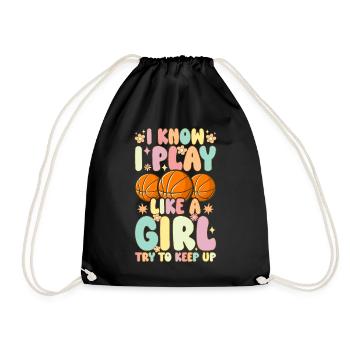 Groovy Basketball Girl Female Player I play wi - Drawstring Bag - black - Front