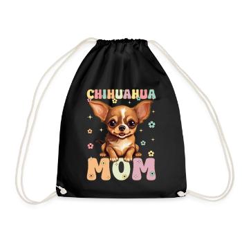 Chihuahua Mama Groovy Dog Mama - Turnbeutel - Schwarz - Vorne
