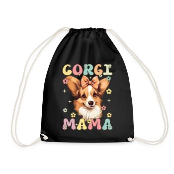 Corgi Mama Groovy Dog Mom - Turnbeutel - Schwarz - Vorne