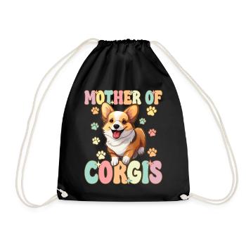 Mutter von Corgis Groovy Dog Mom - Turnbeutel - Schwarz - Vorne