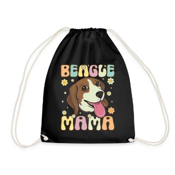 Beagle Mama Groovy Dog Mom - Turnbeutel - Schwarz - Vorne