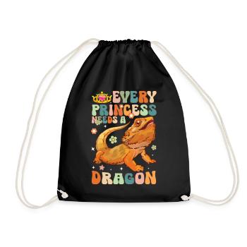 Jede Prinzessin braucht einen Drachen Groovy Beard - Turnbeutel - Schwarz - Vorne