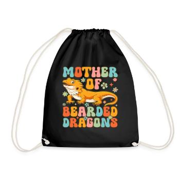 Mother of Bearded Dragon Groovy Bearded Dragon Mom - Drawstring Bag - black - Front