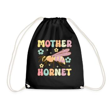 Mother Hornet Groovy Beekeeper Mother Beekeeping Bi - Drawstring Bag - black - Front