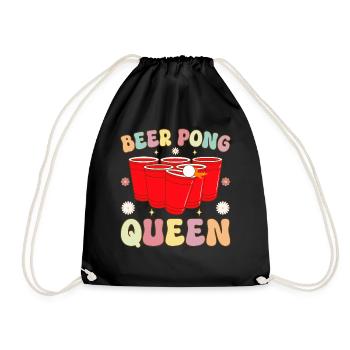 Beer Pong Queen Groovy Beer Pong Girl Player Trink - Turnbeutel - Schwarz - Vorne