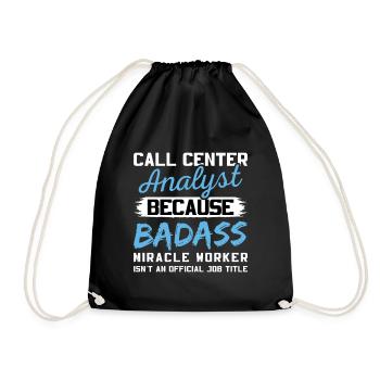Call Center Analyst Badass Miracle Worker - Drawstring Bag - black - Front