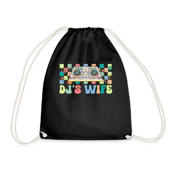 DJ's Wife Groovy Disc Jockey Plattenspieler - Turnbeutel - Schwarz - Vorne