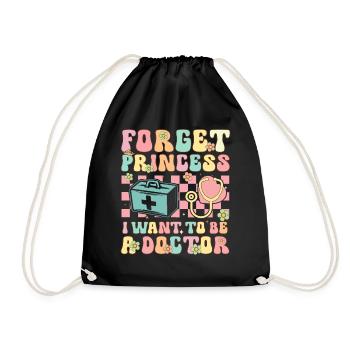 Vergiss die Prinzessin, ich will ein Arzt sein Gro - Turnbeutel - Schwarz - Vorne