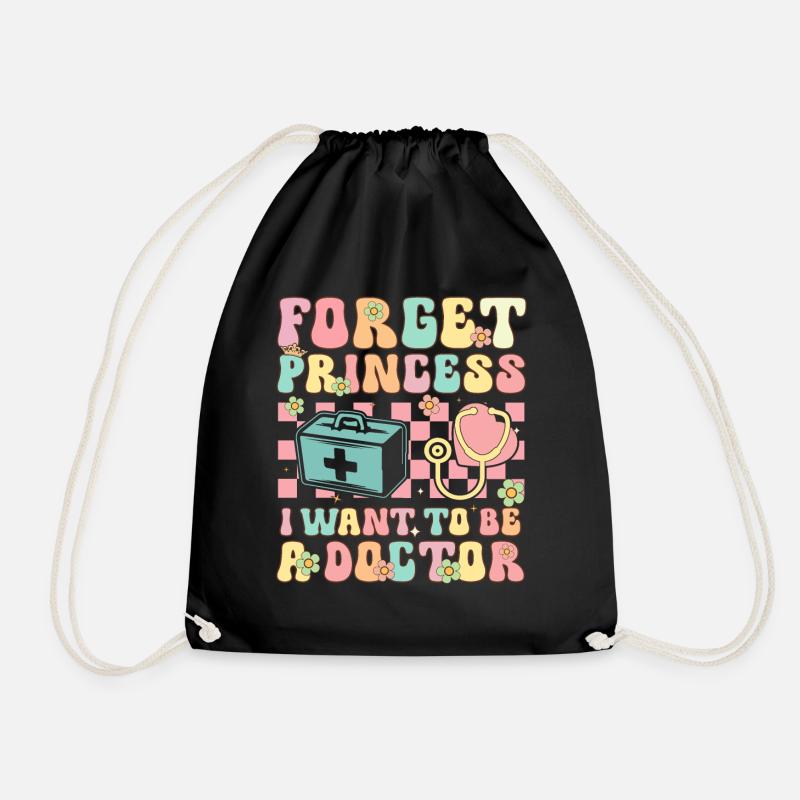 Vergiss die Prinzessin, ich will ein Arzt sein Gro - Turnbeutel - Schwarz
