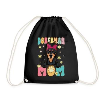 Dobermann Mama Groovy Dog Mom - Turnbeutel - Schwarz - Vorne