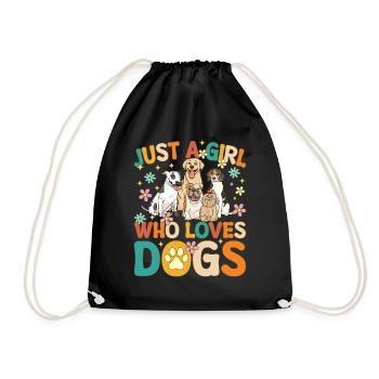 Just A Girl Who Loves Dogs Groovy Female Dog Lover - Drawstring Bag - black - Front