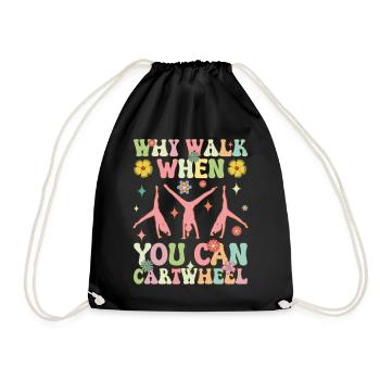 Pourquoi marcher quand on peut faire la roue - Sac de sport léger - noir - Devant