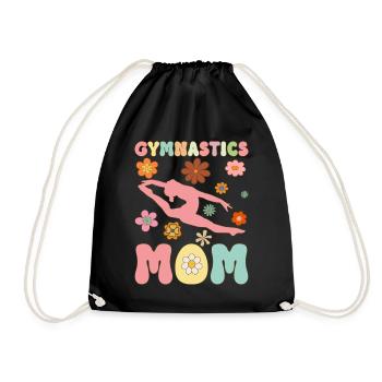 Gymnastics Mom Groovy Gymnast Acrobat - Drawstring Bag - black - Front