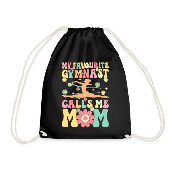 Mein Lieblingsturner nennt mich Mama Groovy Gymnas - Turnbeutel - Schwarz - Vorne
