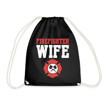 Firefighter Wife Feuerwehrmann - Turnbeutel - Schwarz - Vorne