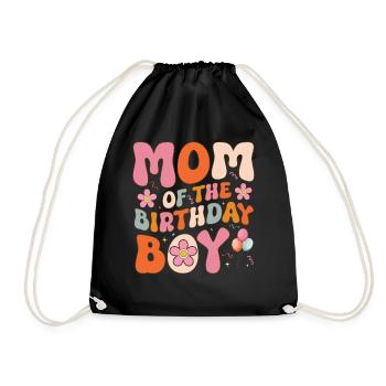 Mother Of Birthday Girl Groovy Mother Family - Drawstring Bag - black - Front