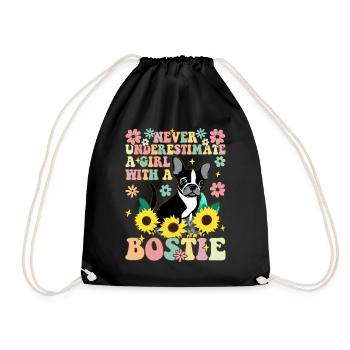 Never underestimate a girl with a bo - Drawstring Bag - black - Front
