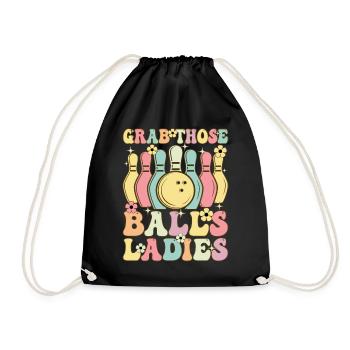 Groovy Bowling Women Female Bowler Grabbing The - Drawstring Bag - black - Front