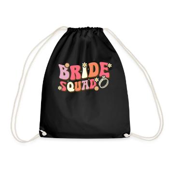 Bride Squad Groovy Bridal Shower Bachelorette Party - Drawstring Bag - black - Front