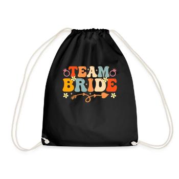 Team Bride Groovy Bridal Shower Hen - Drawstring Bag - black - Front