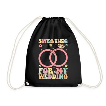 Schwitzen für meine Hochzeit Groovy Bridal Party B - Turnbeutel - Schwarz - Vorne