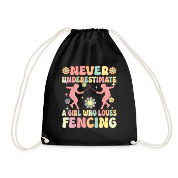A Girl Who Loves Fencing Groovy Foil Sab - Drawstring Bag - black - Front