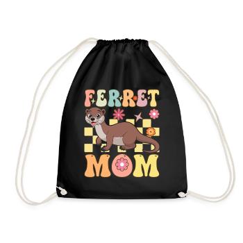 Ferret Mom Groovy Ferret Mom - Drawstring Bag - black - Front