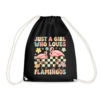 Just A Girl Who Loves Flamingos Groovy Flamin - Drawstring Bag - black - Front