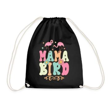 Mama Bird Groovy Flamingo Mama - Drawstring Bag - black - Front