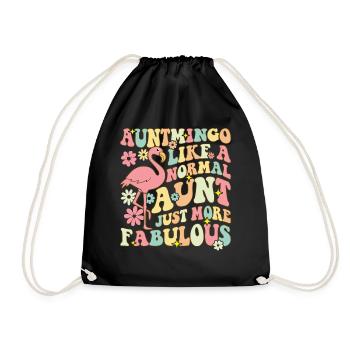 Auntmingo Like A Normal Aunt Groovy Flamingo T - Drawstring Bag - black - Front