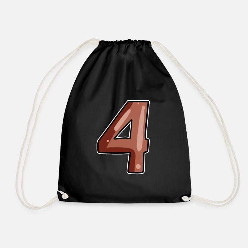 4 Number Number Four Brown - Drawstring Bag - black