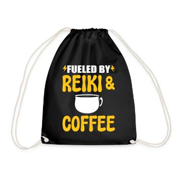 Reiki und Kaffee Kaffeeliebhaber - Turnbeutel - Schwarz - Vorne