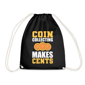 Coin Collecting Makes Cents Münzsammler - Turnbeutel - Schwarz - Vorne