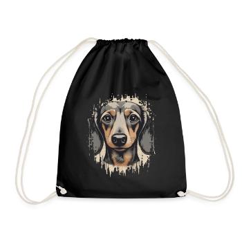 Dackel Teckel Kurzhaardackel Dachshund - Turnbeutel - Schwarz - Vorne