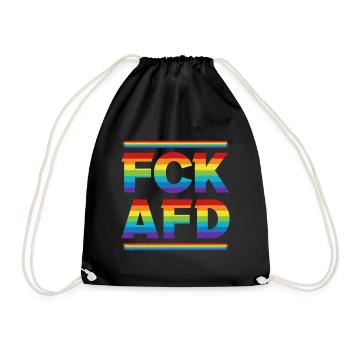 fck afd / Rainbow Colors Against Nazis - Drawstring Bag - black - Front