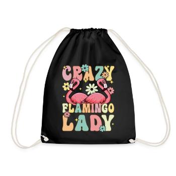 Crazy Flamingo Lady Groovy Flamingo Girl - Drawstring Bag - black - Front