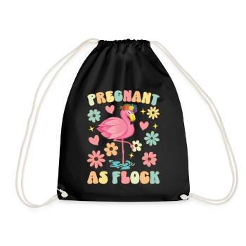 Pregnant as Crush Groovy Flamingo Pregnant - Drawstring Bag - black - Front