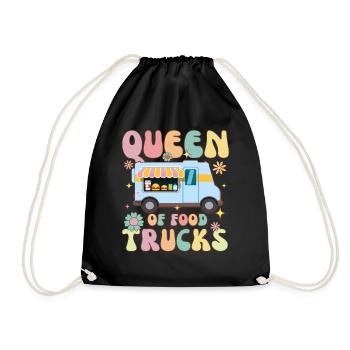 Queen of Food Trucks Groovy Foodie - Drawstring Bag - black - Front