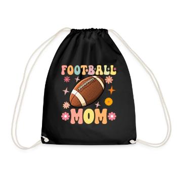 Football Mom Groovy Football Mutter - Drawstring Bag - black - Front